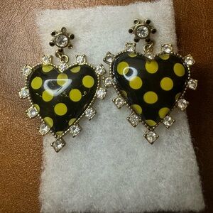 EUC Betsey Johnson polka dot heart earrings.